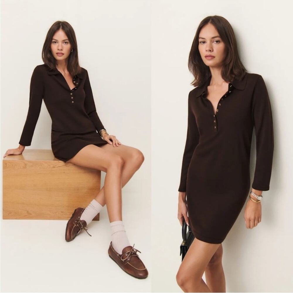Reformation Luell Regenerative Merino Polo Mini Dress S